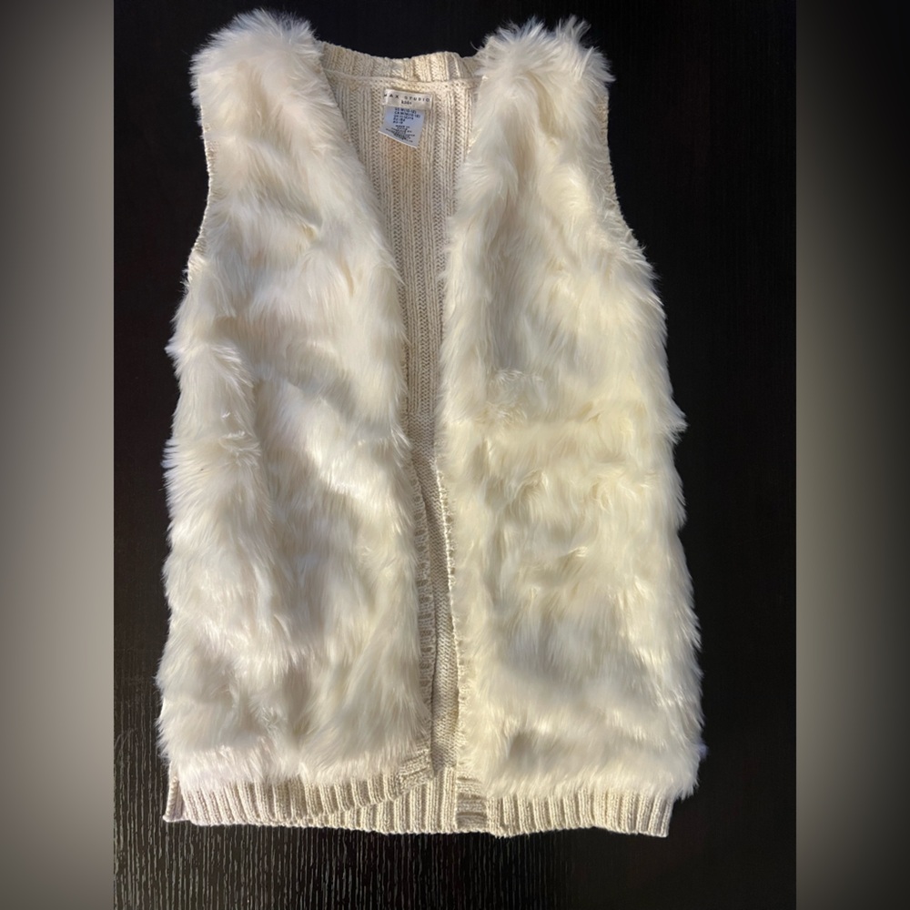 Max Studio Cream Faux Fur Vest